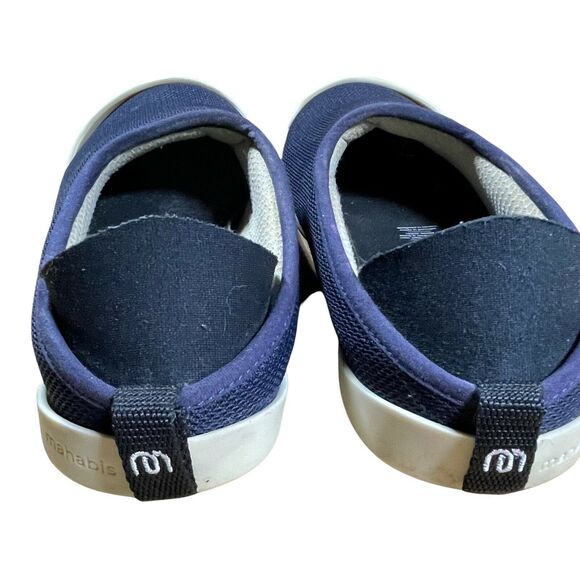 Mahabis Summer Sz 38 EU 7-7.5 US Womens Slippers Navy Cream Rubber Soles Mesh - Picture 3 of 5